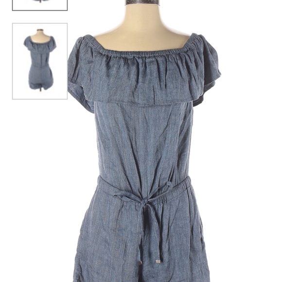 LOFT romper jeans shorts - Picture 5 of 6